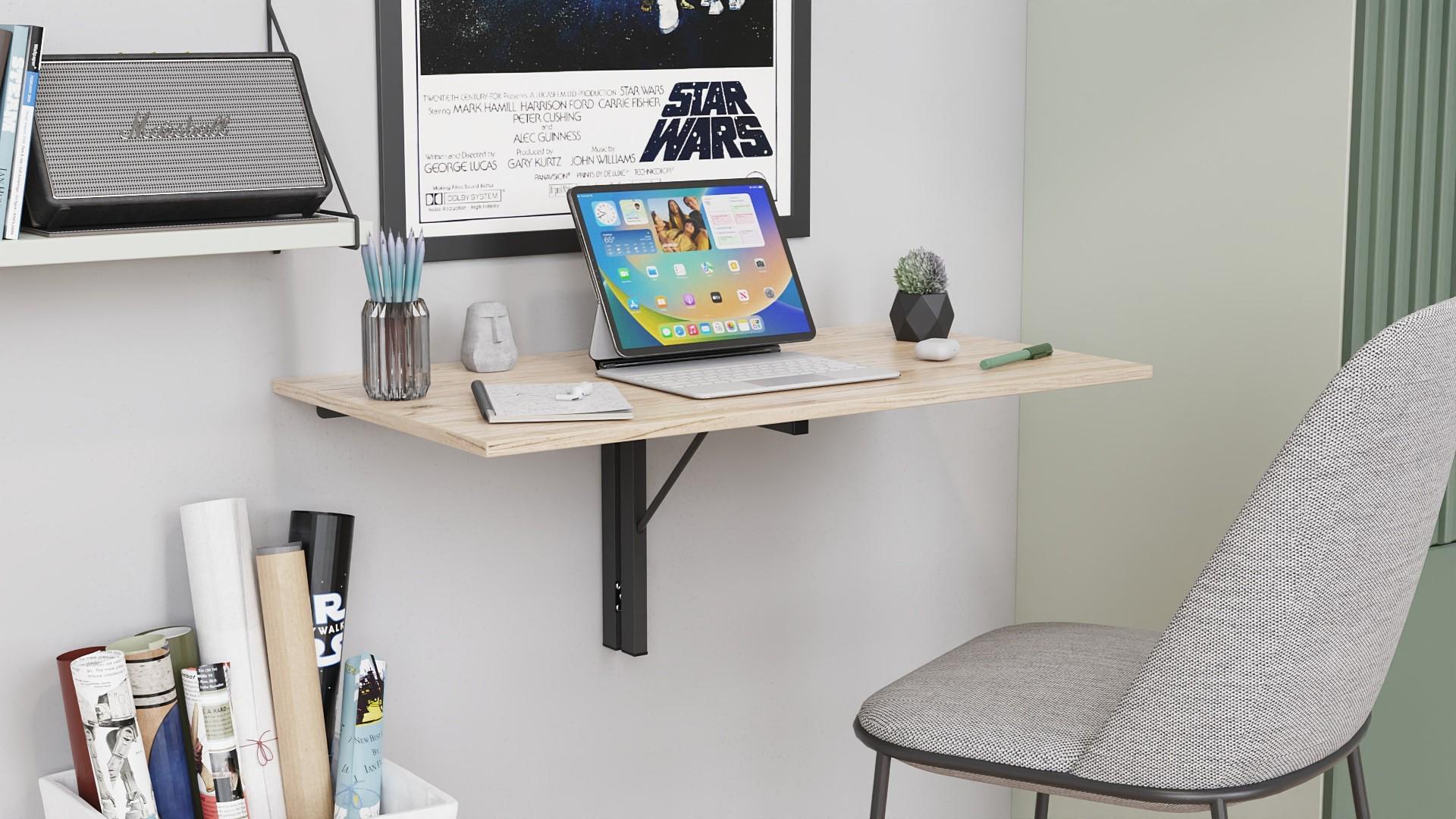 Обеденный стол-трансформер стеновой Ferrum-decor Ника металл/ДСП 16 мм 420x900x500 мм Черный/Дуб Сан-Марино (FRD-105165) - фото 3 Обеденный стол-трансформер стеновой Ferrum-decor Ника металл/ДСП 16 мм 420x900x500 мм Черный/Дуб Сан-Марино (FRD-105165) - фото 3