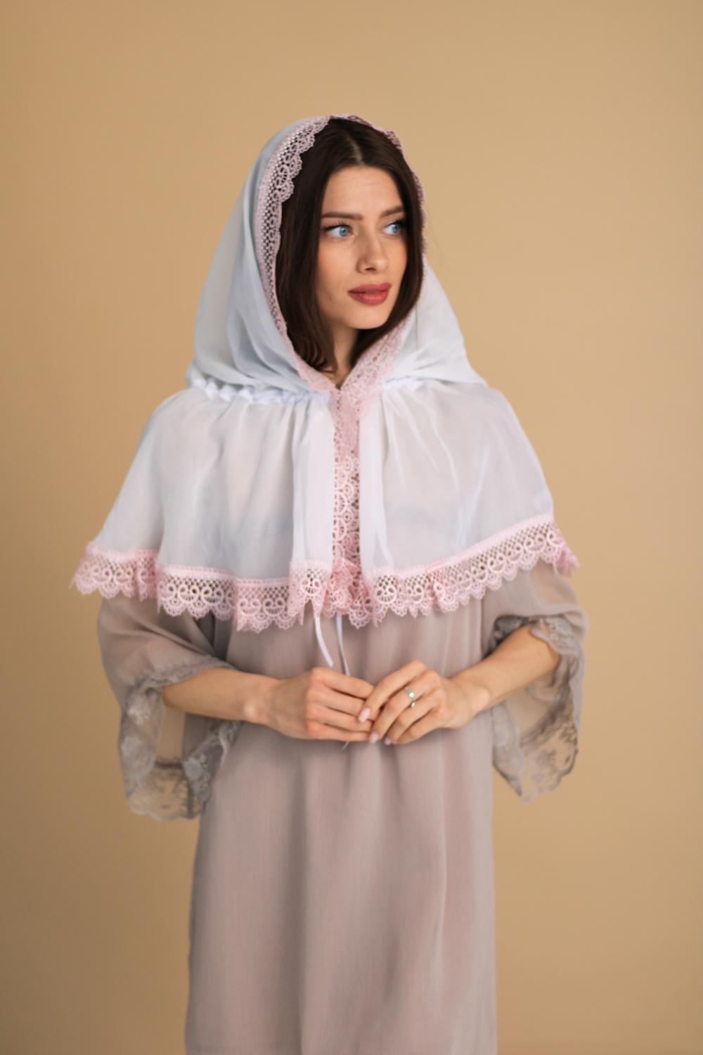 Палантин для храму на голову 80x120 см Білий (п026) Палантин для храму на голову 80x120 см Білий (п026)