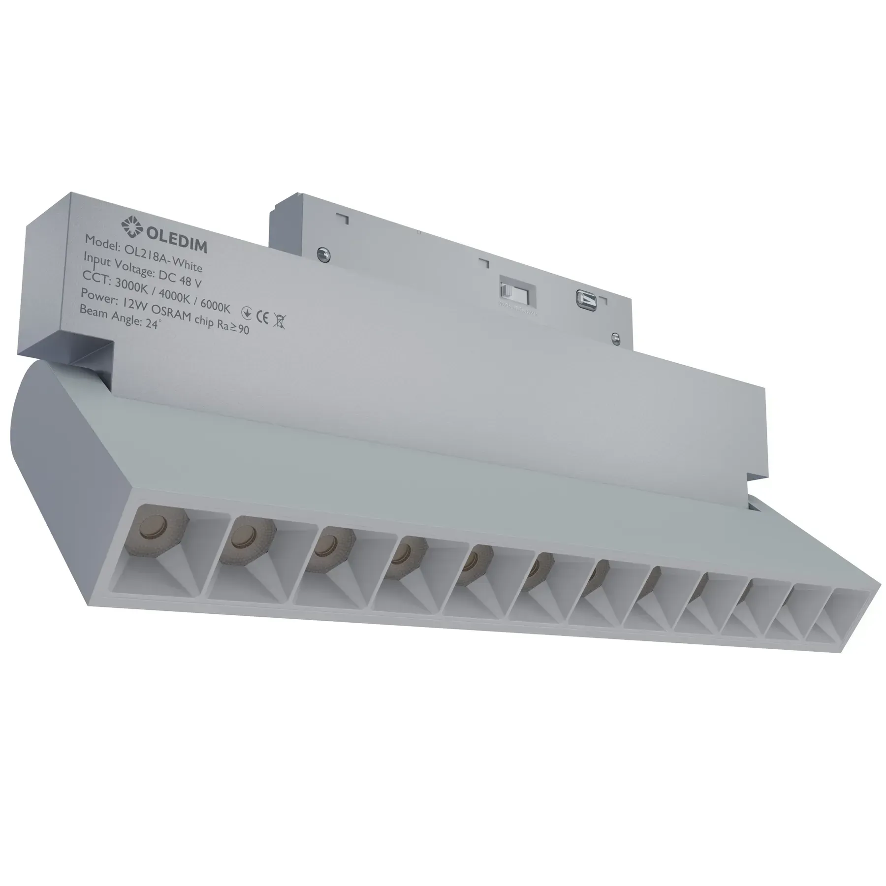 Светильник трековый поворотный магнитный OL218A 12W 3CCT 3000/4000/6000K Белый (33028627)