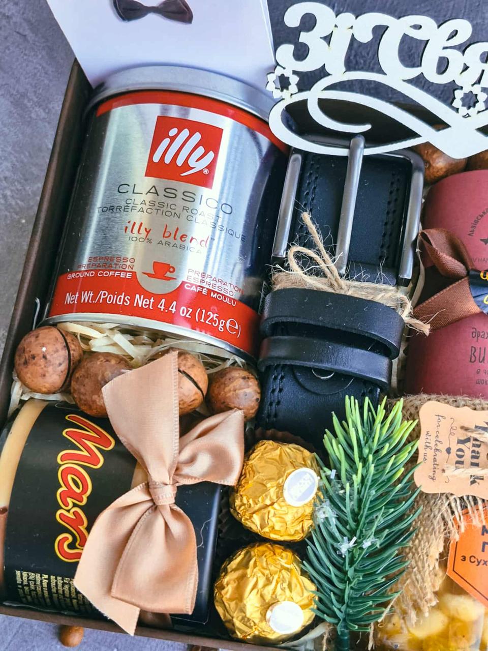 Подарунковий набір чоловічий з ременем та солодощами (2826800095) - фото 3