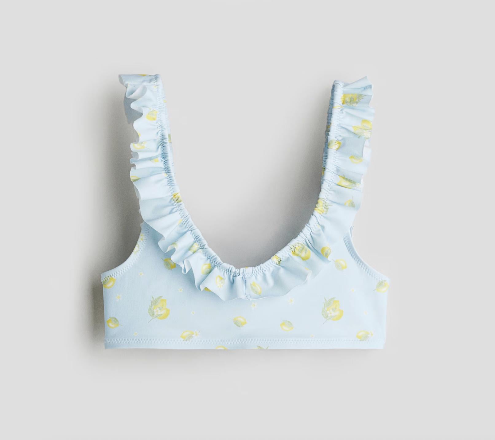 Купальный топ H&M 1275419 Лимоны 134-140 см Голубой