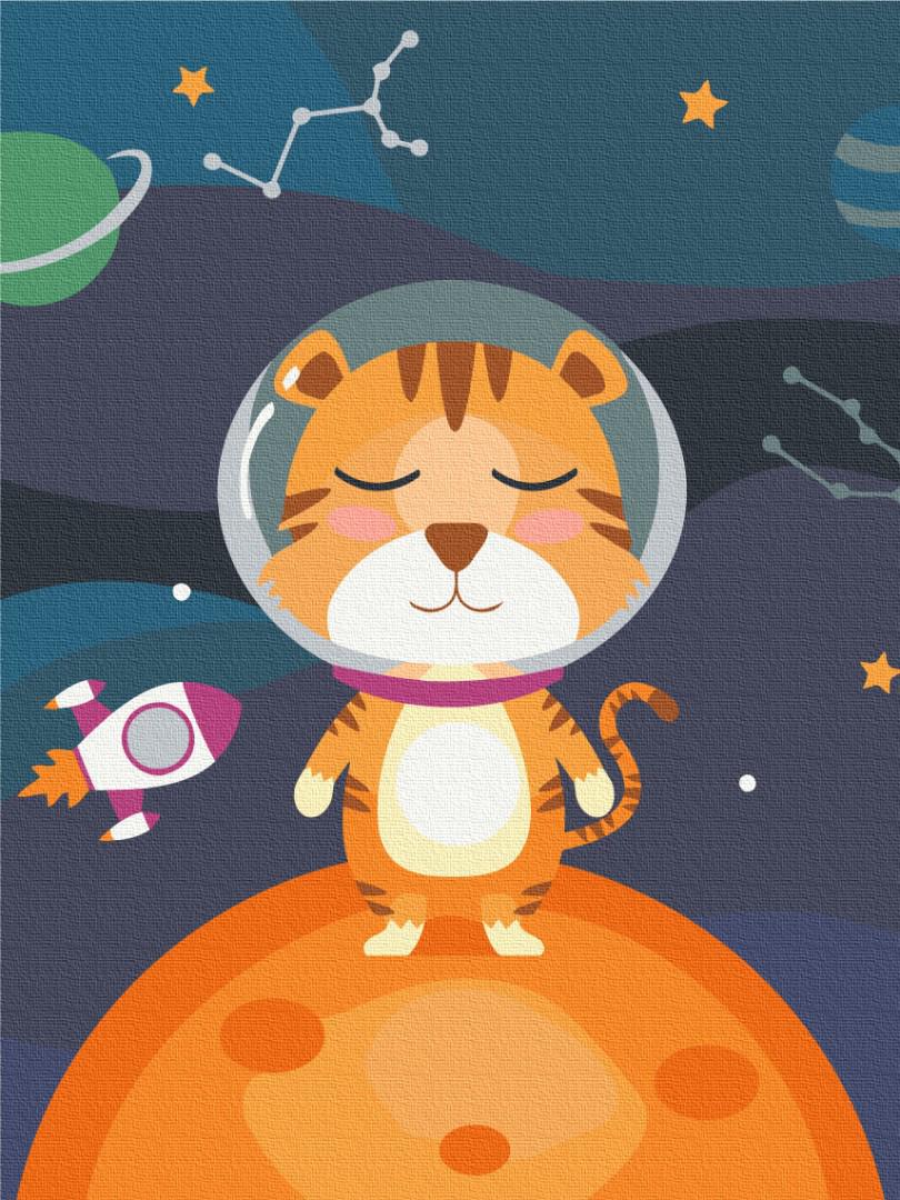 Картина по номерам Brushme Тигренок космонавт 30x40 см (KBS0102)