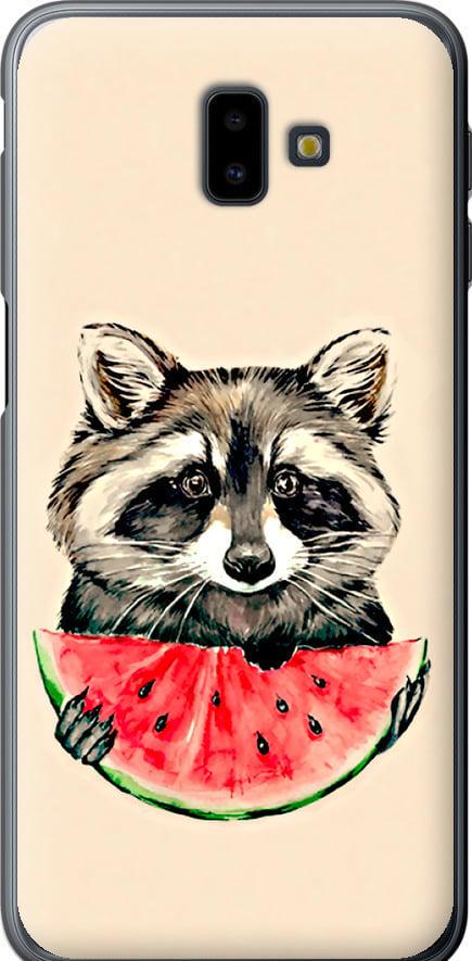 Чехол на Samsung Galaxy J6 Plus 2018 Енотик с арбузом (4605t-1586-42517)