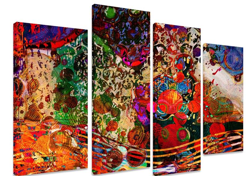 Модульная картина KIL Art Хаотичные круги на холсте из четырех частей 89x56 см (M4_M_266)