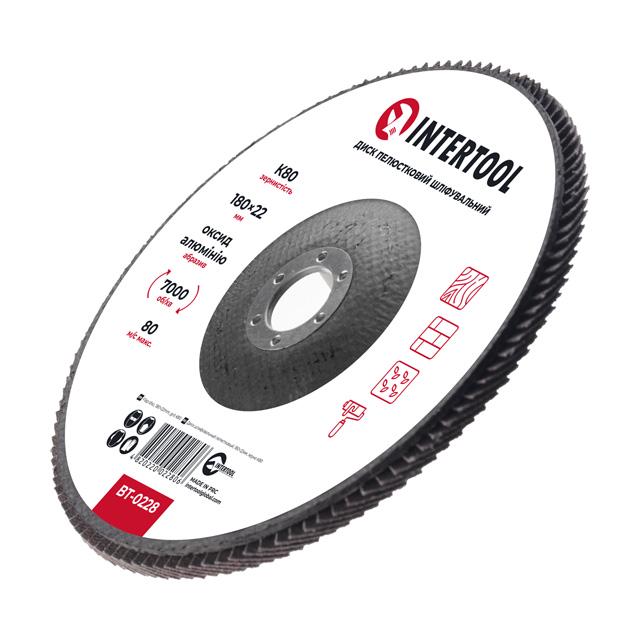 Диск шліфувальний пелюстковий Intertool 180x22 мм зерно K80 (BT-0228) - фото 3