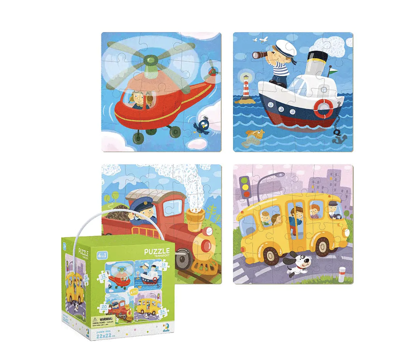 Пазли картонні дитячі Dodo Транспорт 4в1 72 деталі (300132)