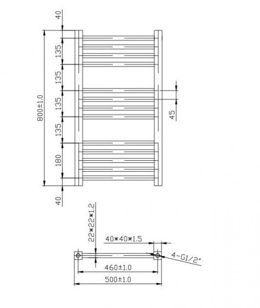 Рушникосушарка Lambert Anthracite 800х500 (TRS80X50A) - фото 2