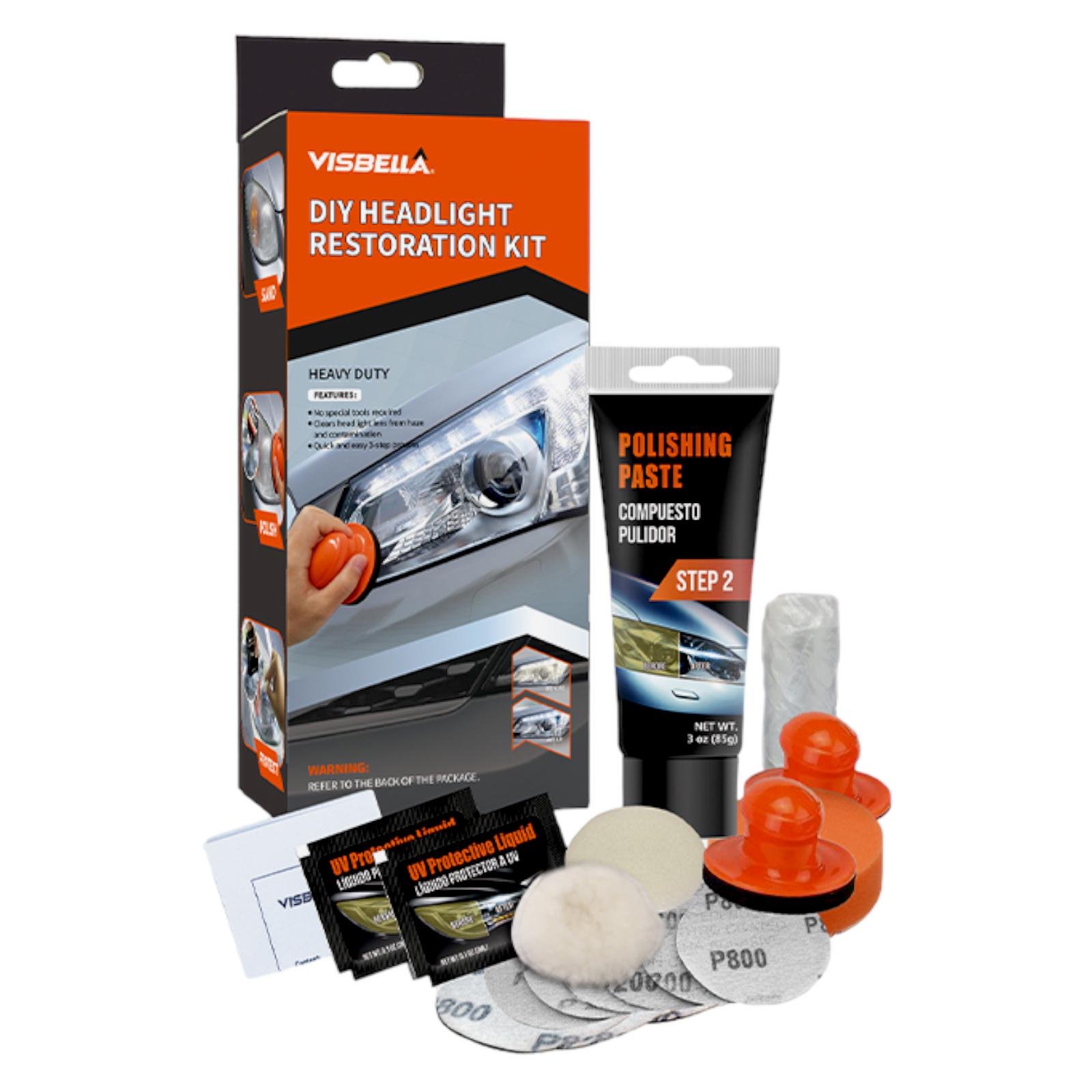 Набір для відновлення автомобільних фар VISBELLA DIY HEADLIGHT RESTORATION KIT Quick&Easy - фото 1