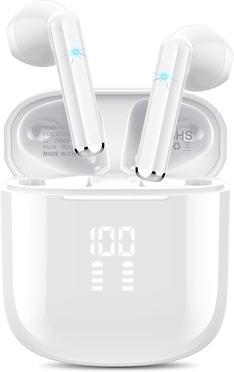 Наушники беспроводные OYIB Bluetooth 5.3 с микрофоном ENC со светодиодным дисплеем (1915292420)