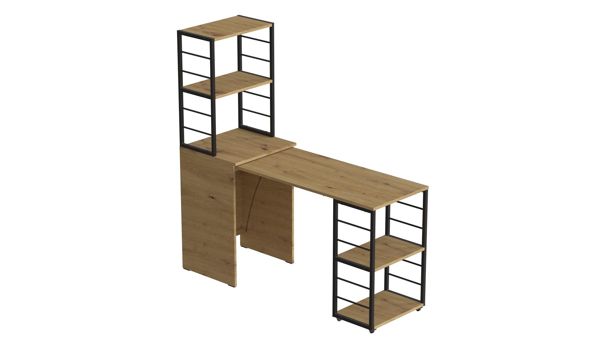 Стіл-тумба трансформер Ferrum-decor Смарт 3/1 з етажеркою метал/ДСП 16 мм 1430x1450x500 мм Чорний/Дуб Артизан (FRD-105114) - фото 6 Стіл-тумба трансформер Ferrum-decor Смарт 3/1 з етажеркою метал/ДСП 16 мм 1430x1450x500 мм Чорний/Дуб Артизан (FRD-105114) - фото 6