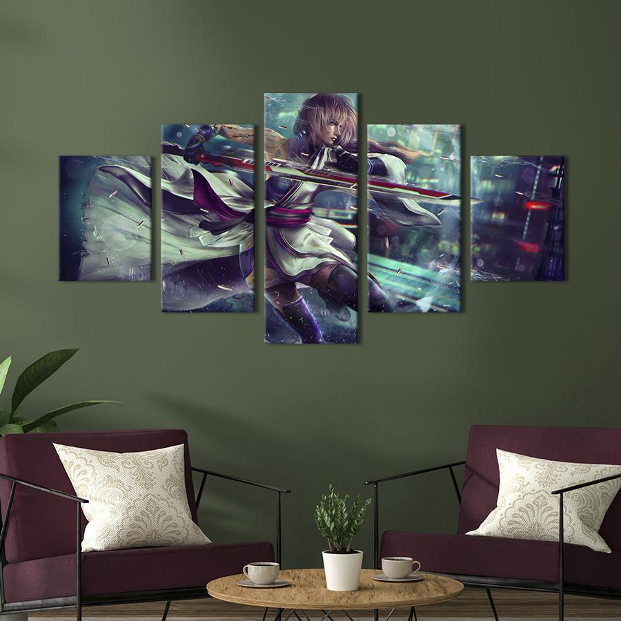 Модульная картина из 5 частей Cyberpunk аниме девушка-воин 162x80 см (663-52)