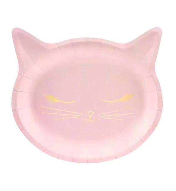 Тарелки бумажные Party Deco Party Deco Кошка 22х20 см 6 шт. Розовый (10341)