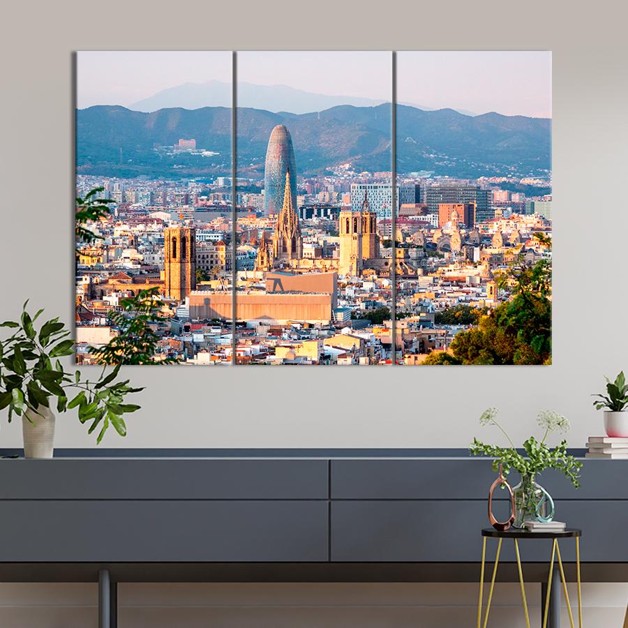 Картина город Знаменитая Башня Агбар в Барселоне 128x81 см (A602-3)