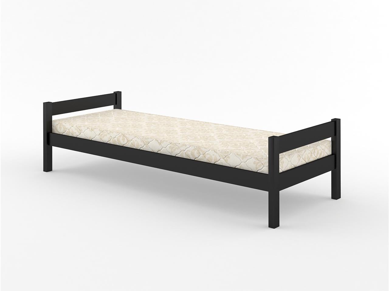 Кровать односпальная MebiGrand Атланта Литл 1 из натурального дерева с ламелями/без матраса 80х200 см Венге (52108)