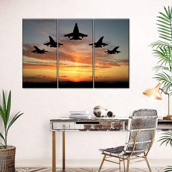 Модульная картина KIL Art Эскадрилья из трех частей 128x81 см (M3_L_57)
