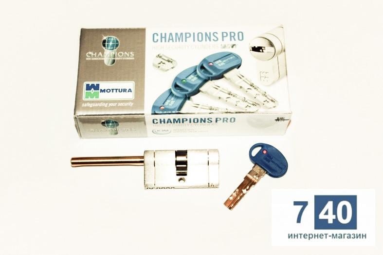 Цилиндр для замков Mottura Champions Pro CP4P 62 мм 31х длина штока до 80 мм ключ-тумблер Хром (7144018) - фото 4