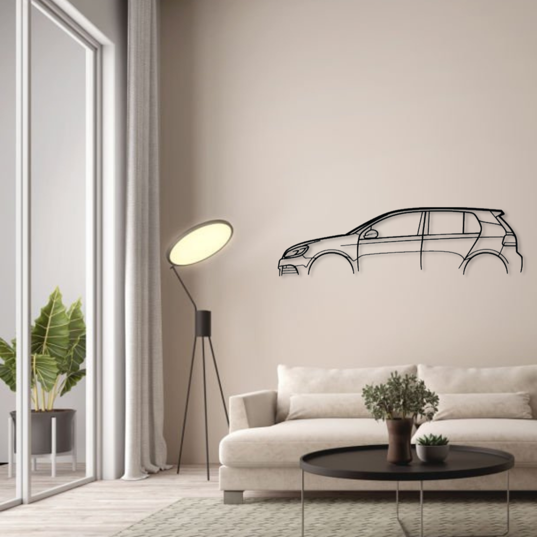 Декор на стену авто Volkswagen Golf 6R Classic из металла 120 см (auto179)