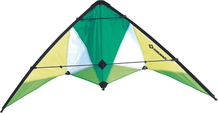 Воздушный змей трюковой спортивный Schildkröt Stunt KITE 133 133x60 см Зелено-желтый (SKU-187)