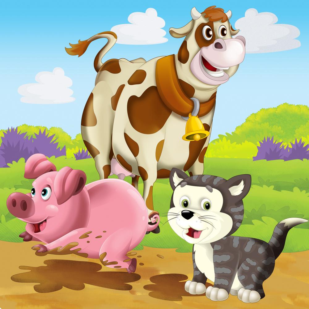 Картина по номерам Strateg Премиум Животные на прогулке с лаком и уровнем 30х30 см (ES162)