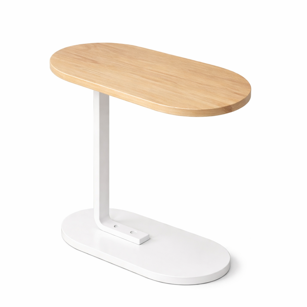 Журнальний столик приставний овальний дерево/метал 39х28х56 см Бук (32142272)