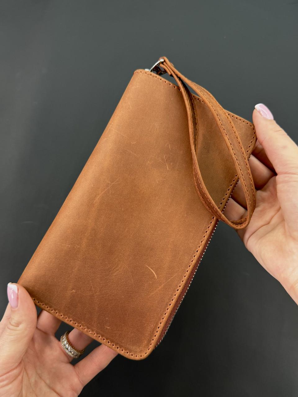 Клатч-кошелек кожаный Crazy Horse Светло-коричневый (2576234714)