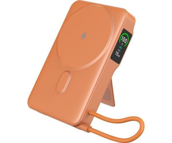 Аккумулятор внешний Gelius Fluxen GP-PBW120 с беспроводной зарядкой Qi2 15W 10000mAh Orange
