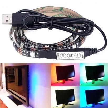 Стрічка світлодіодна RGB 5050 з пультом від USB для фонового підсвічування телевізора картин в силіконі UKC 2метра - фото 3