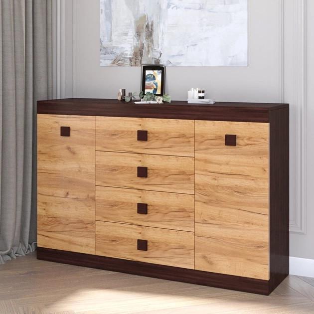 Комод Еверест Соната-8 140х38х94 см Венге/Крафт золотой (EVR-20162)