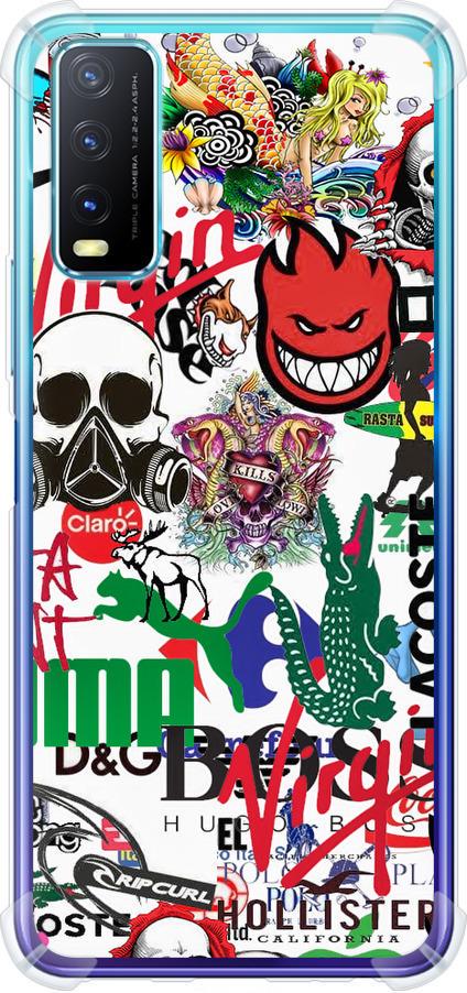 Чехол на Vivo Y20 Many different logos (4022sp-2078-42517)