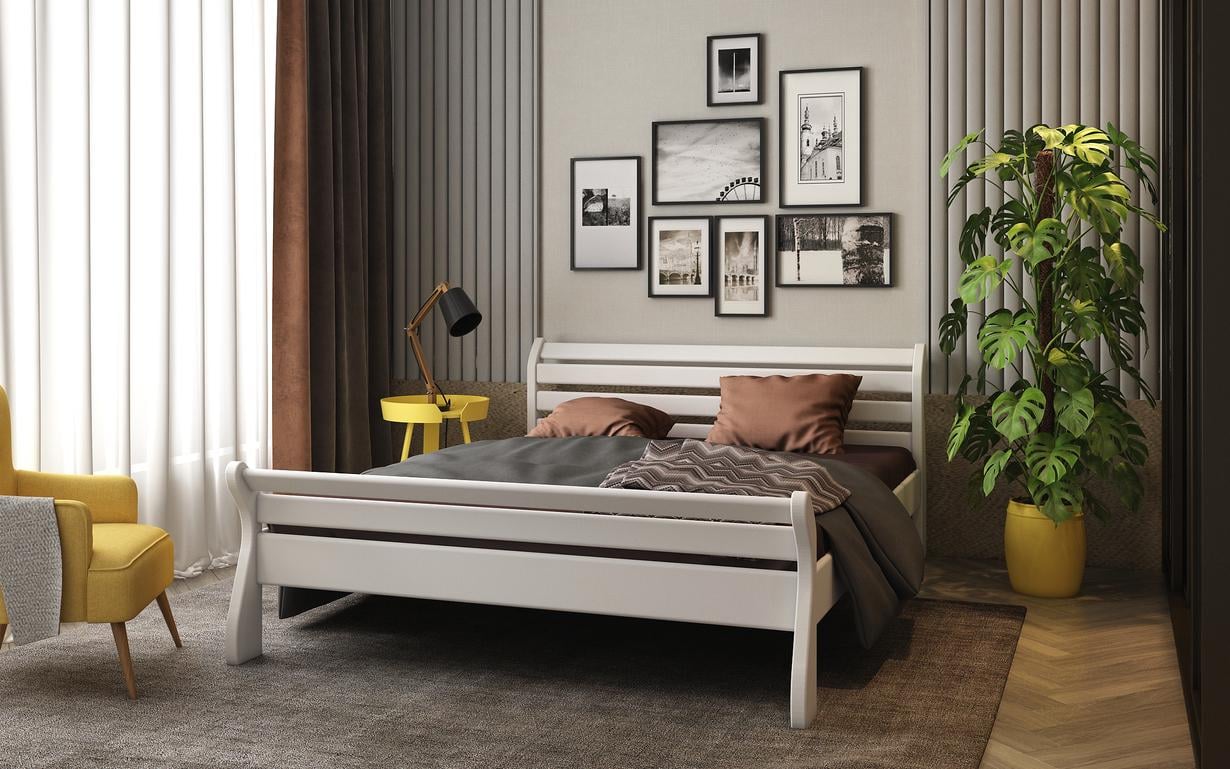 Кровать двуспальная STEMMA Верона из натурального дерева сосна 160x200 см Белый (51992)