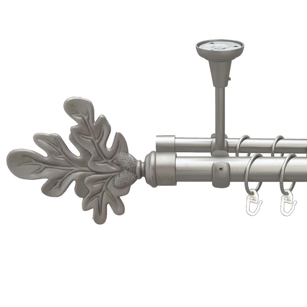 Карниз металлический Orvit Листок Дуба двухрядный открытый к потолку/гладкая труба/кольцо металлическое Сатин 25/16 мм 200 см (00-00023789)