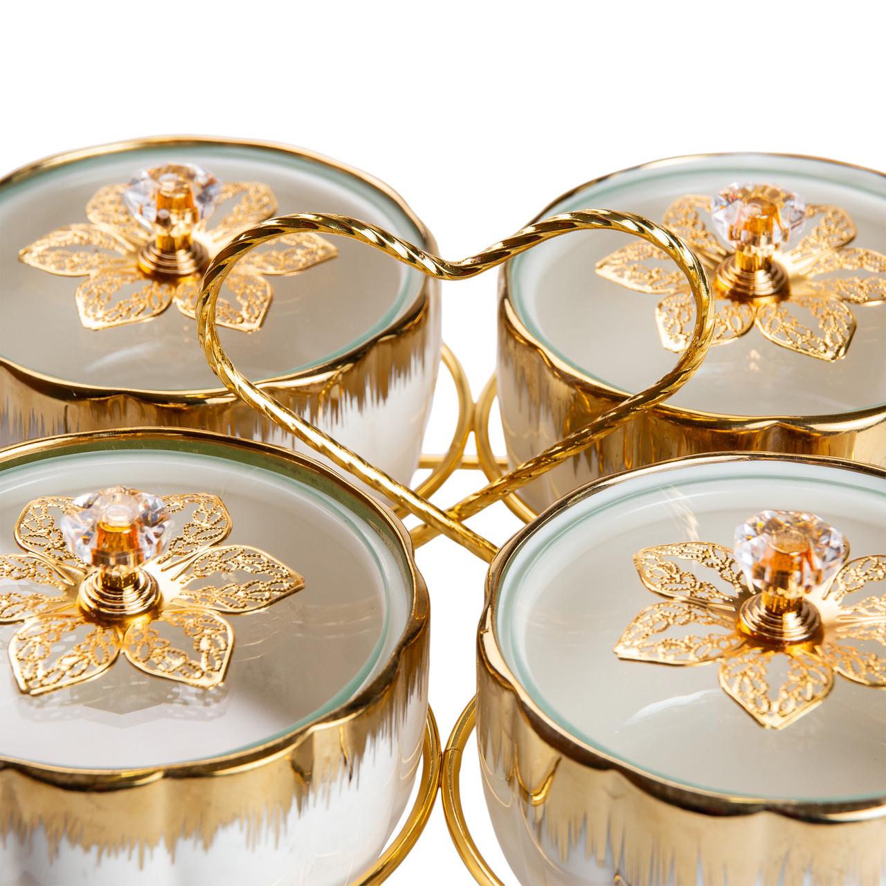 Менажница керамическая на металической подставке на 4 секции - фото 5