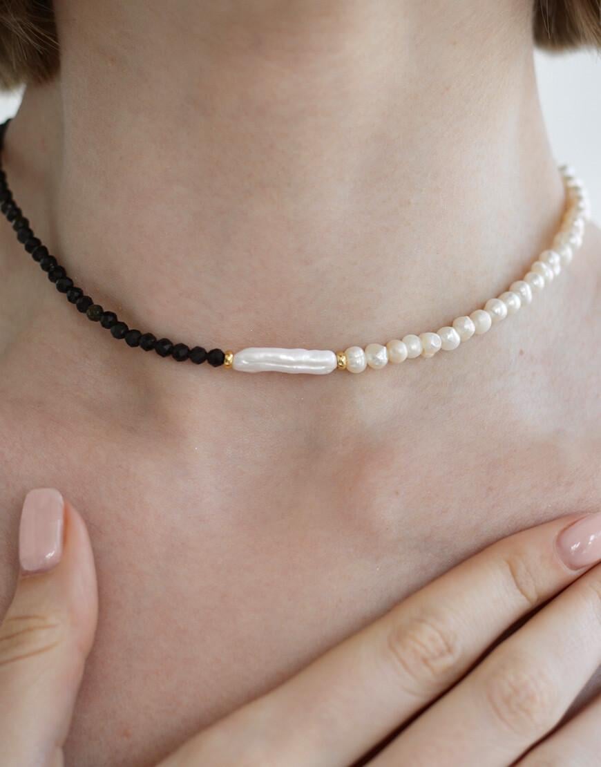 Чокер half pearl жіночий NSTONE чорний One size