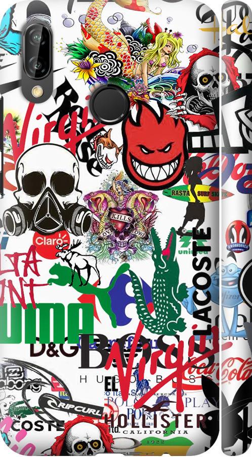 Чехол на Huawei P20 Lite Many different logos (4022m-1410-42517)