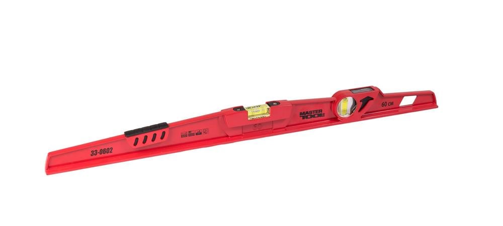 Уровень каменщика ударный MasterTool 60 см с зеркалом 2 капсулы 0,5 мм/м 0,03° фрезерованная поверхность (33-0602)