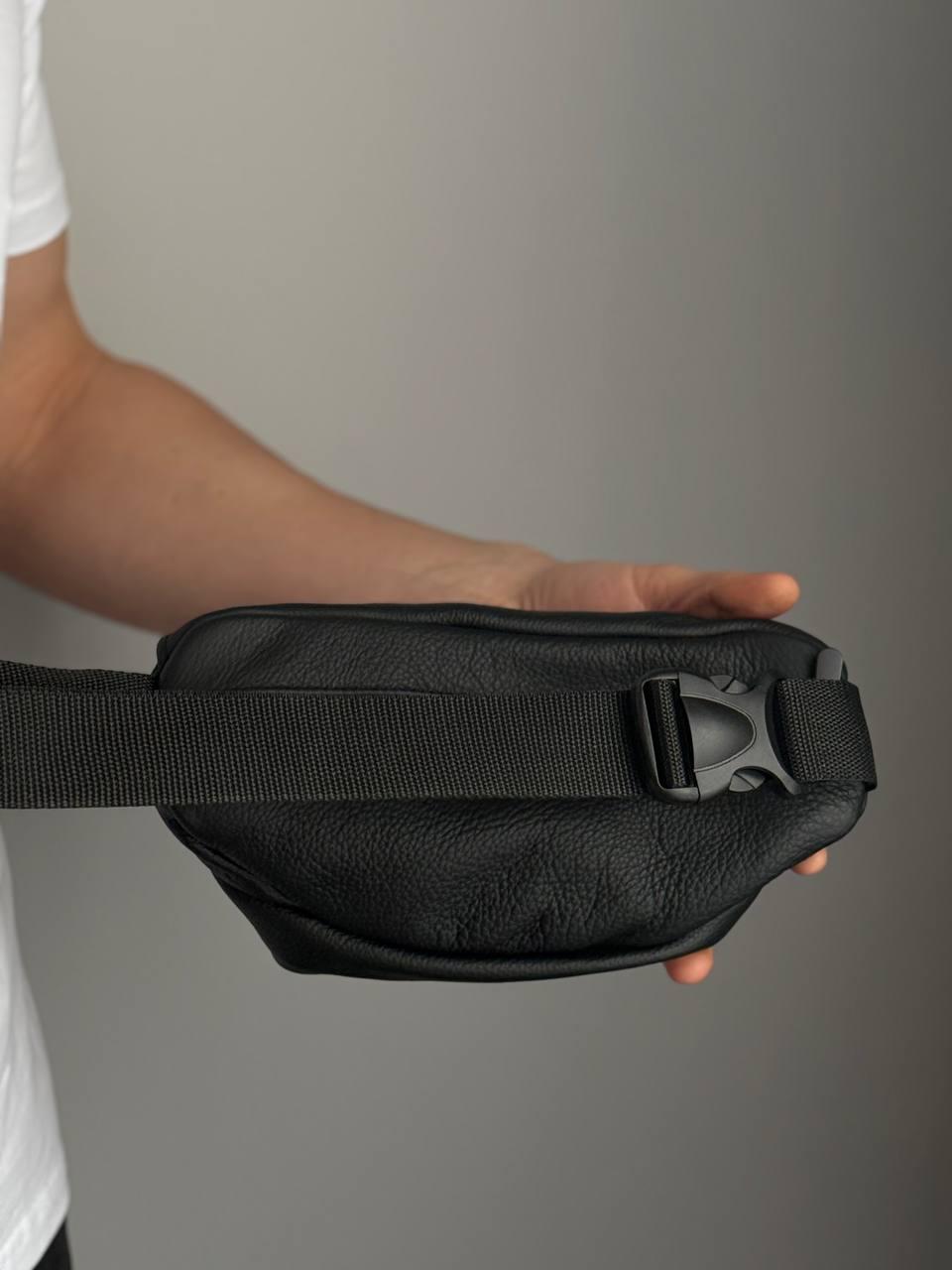 Сумка бананка на пояс мужская натуральная кожа флотар Черный (93959) - фото 3