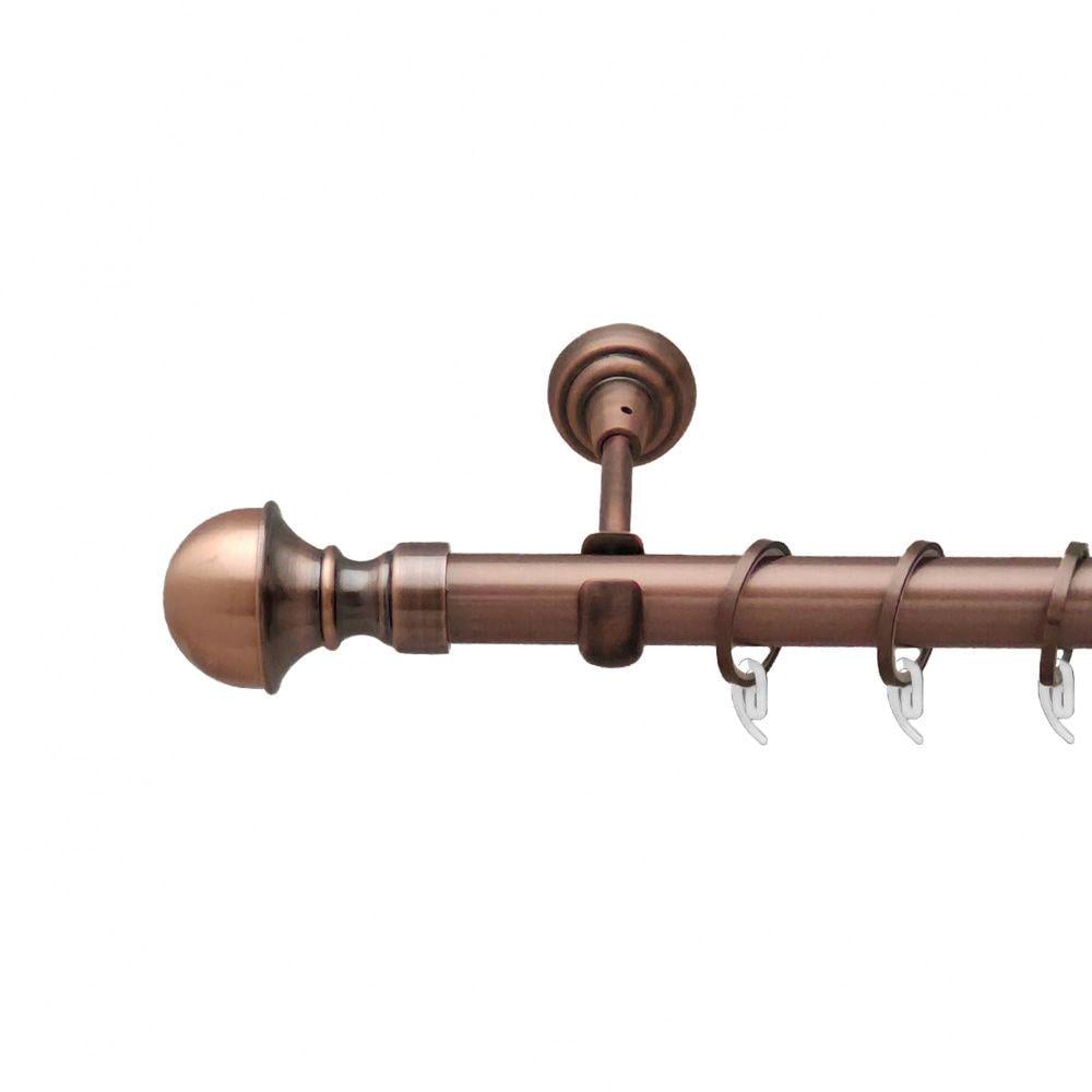 Карниз металлический Orvit Бостон однорядный открытый/гладкая труба/кольцо фасонное металлическое Медь 25 мм 180 см (6947877)
