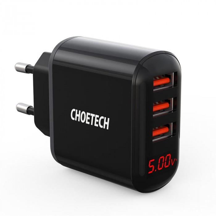 Зарядное устройство сетевое Choetech 3USBх2,4A Black (Q5009-EU)