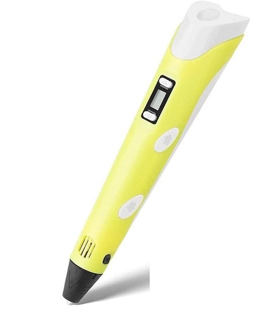 3D-ручка з LCD дисплеєм і PLA пластиком живлення від мережі Жовтий (R424)