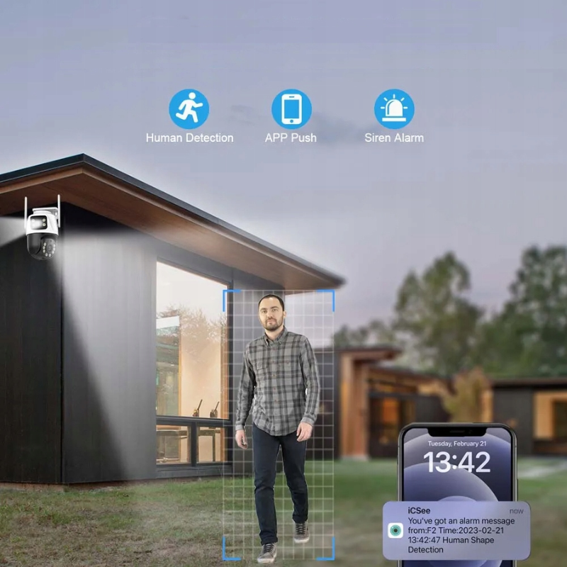 Камера відеоспостереження WiFi V380 подвійна з нічним баченням (25880176) - фото 6
