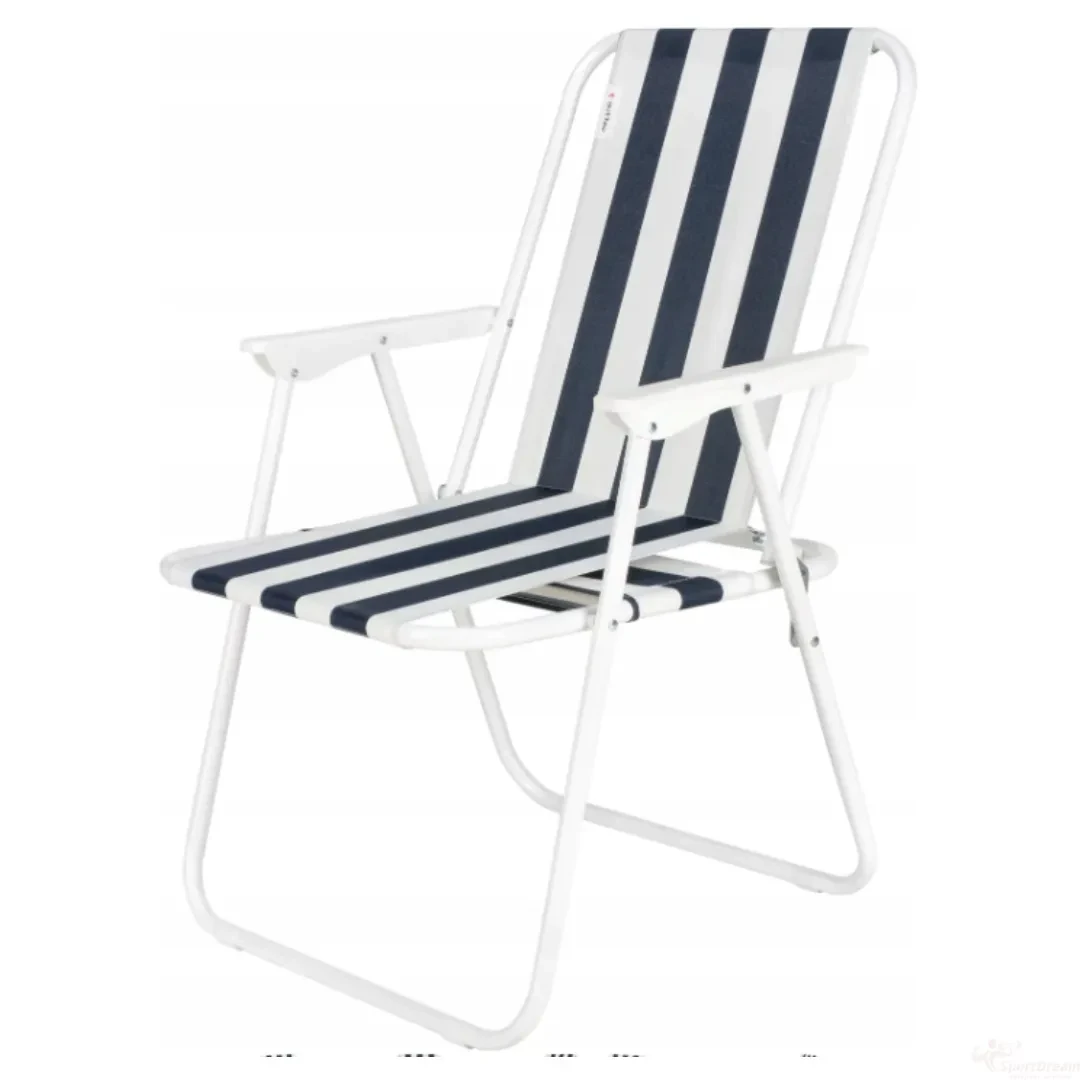 Стул со спинкой туристический полосатый с подлокотниками до 100 кг. Черный (2569271010)