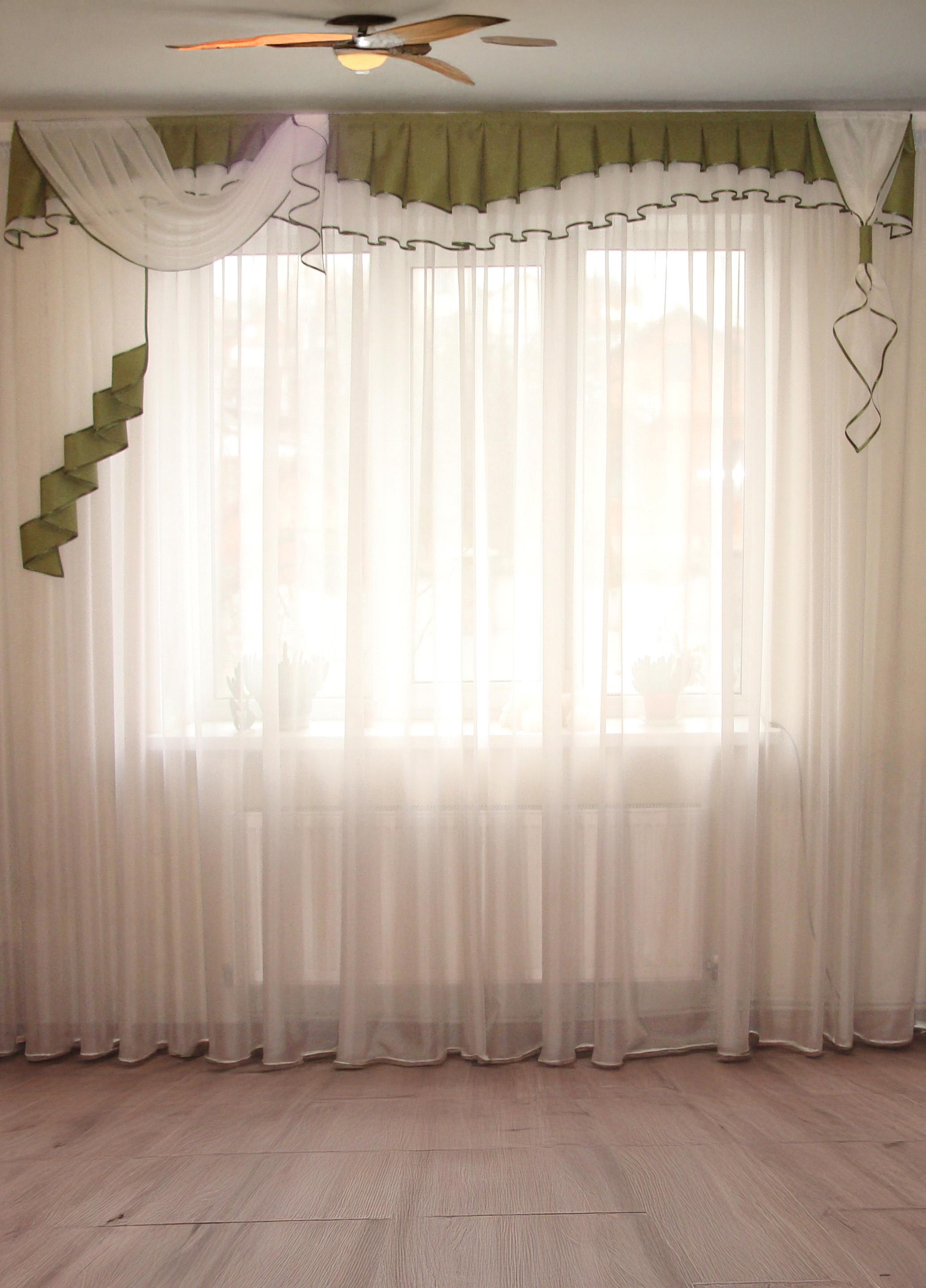 Ламбрекен Firanka Волна карниз 250 см Зеленый с кремовым (62_1_2,5м)