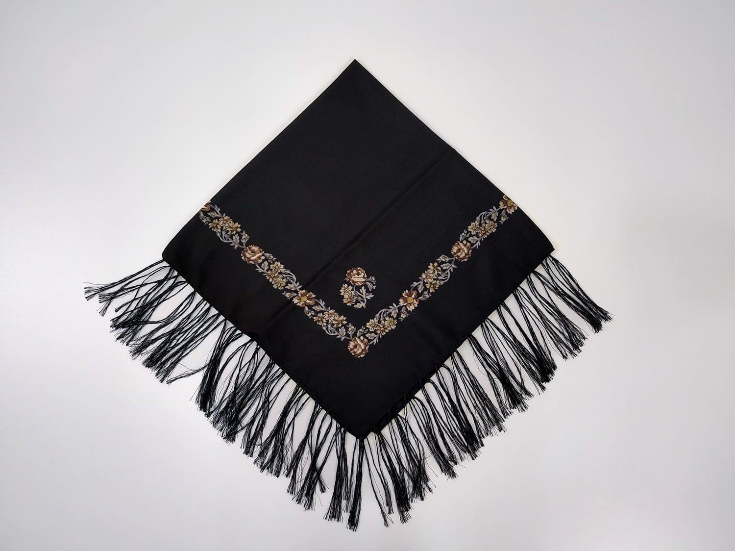 Платок с украинским орнаментом 80x80 см Черный с коричневым (30156589)