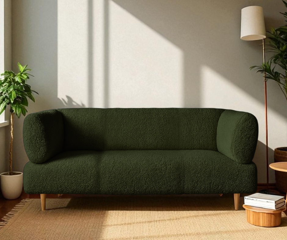 Диван офісний Tobi Sho Бенно-1 з підлокітниками та дерев'яними ніжками букле Alpaca 1200х720х750 мм Оливковий/37 - фото 2