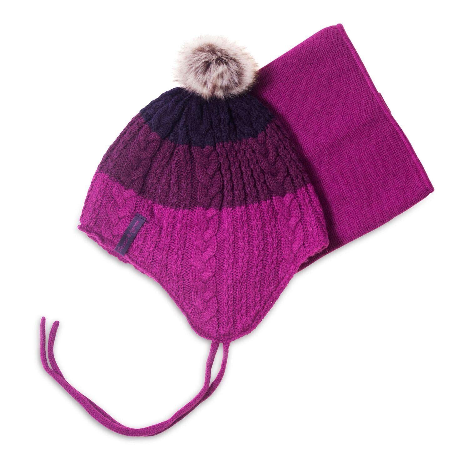 Шапка с баффом вязаные для девочки Peluche&Tartine F18ACC68EF зимние 50-52 см Фиолетовый (F18ACC68EF-Eggplant-3/5)
