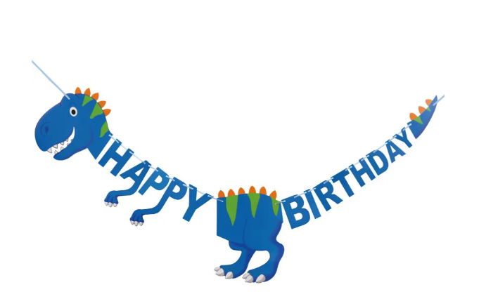 Гирлянда динозавр Happy Birthday Синий (38216)