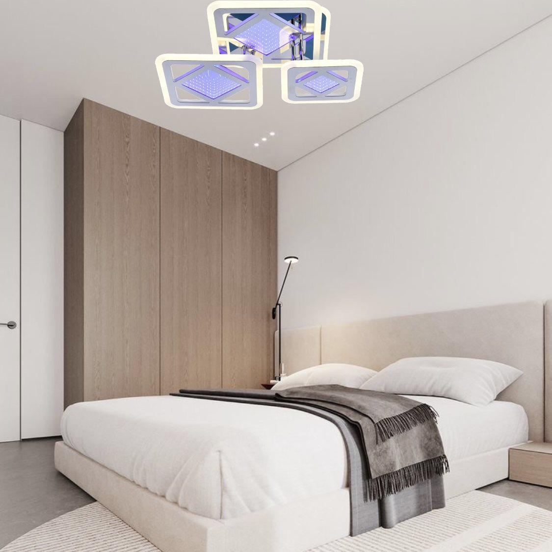 Люстра светодиодная акриловая Sirius LI8885/3A CR BL+YL 98W+42W