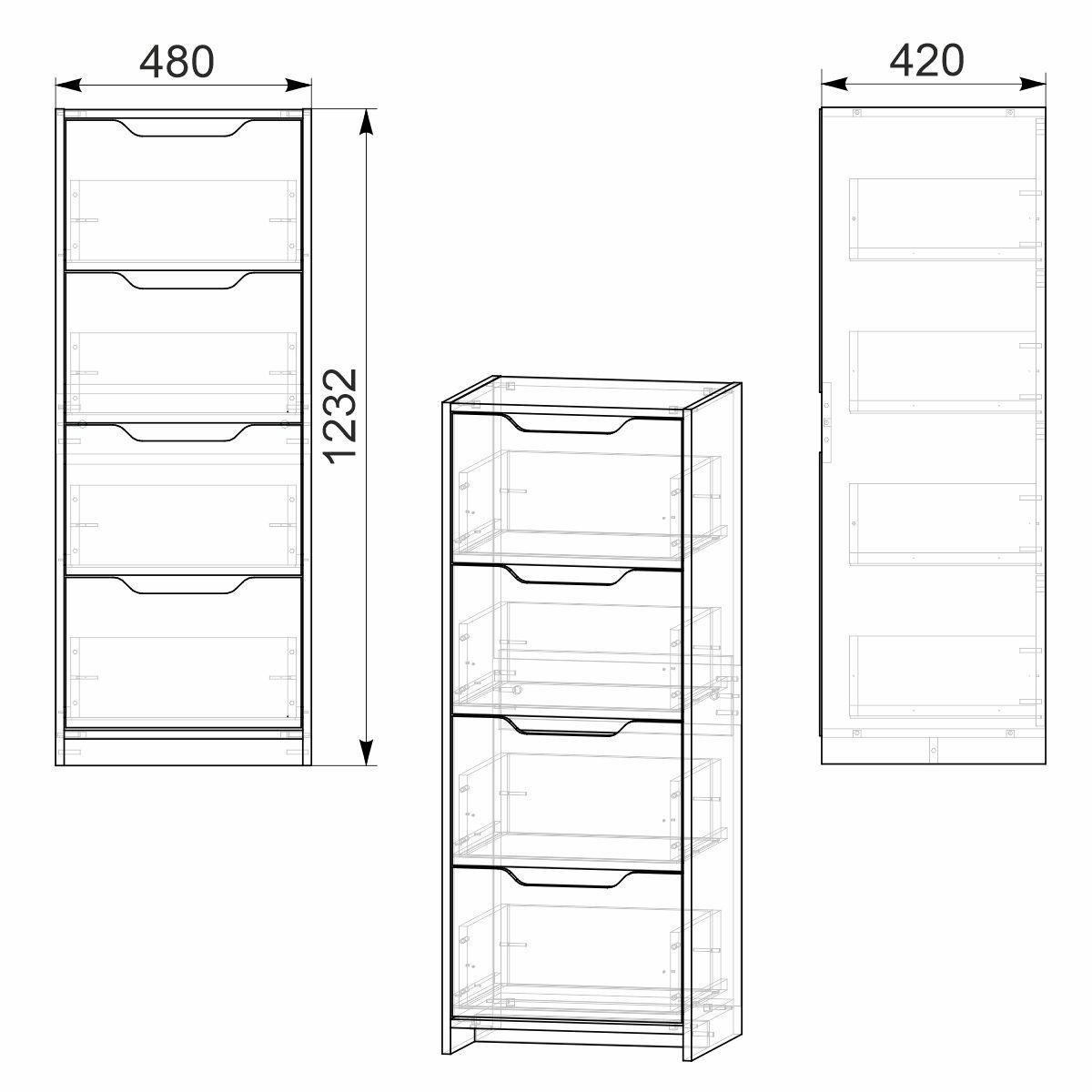 Комод Компанит Комод-С 480х1232х420 мм Бук (12285348) - фото 2