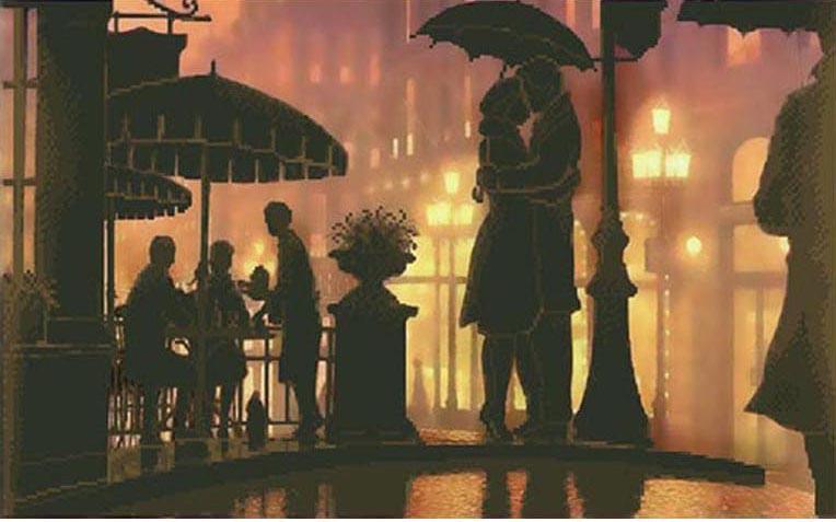 Схема картины Свидие под дождем для вышивки бисером на ткани (ТЛ0075535)