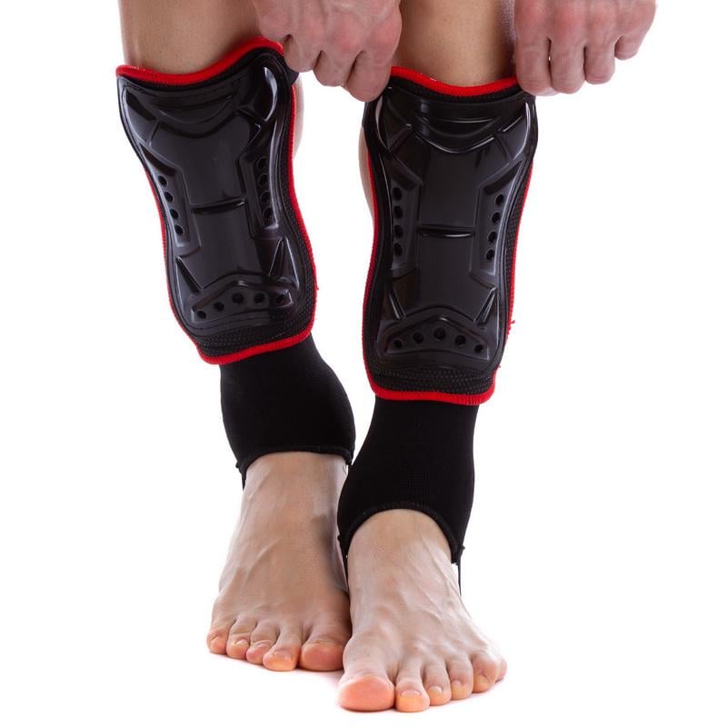 Щитки футбольные с защитой лодыжки Zelart SP-Sport FB-0865 Черный (DR007289)